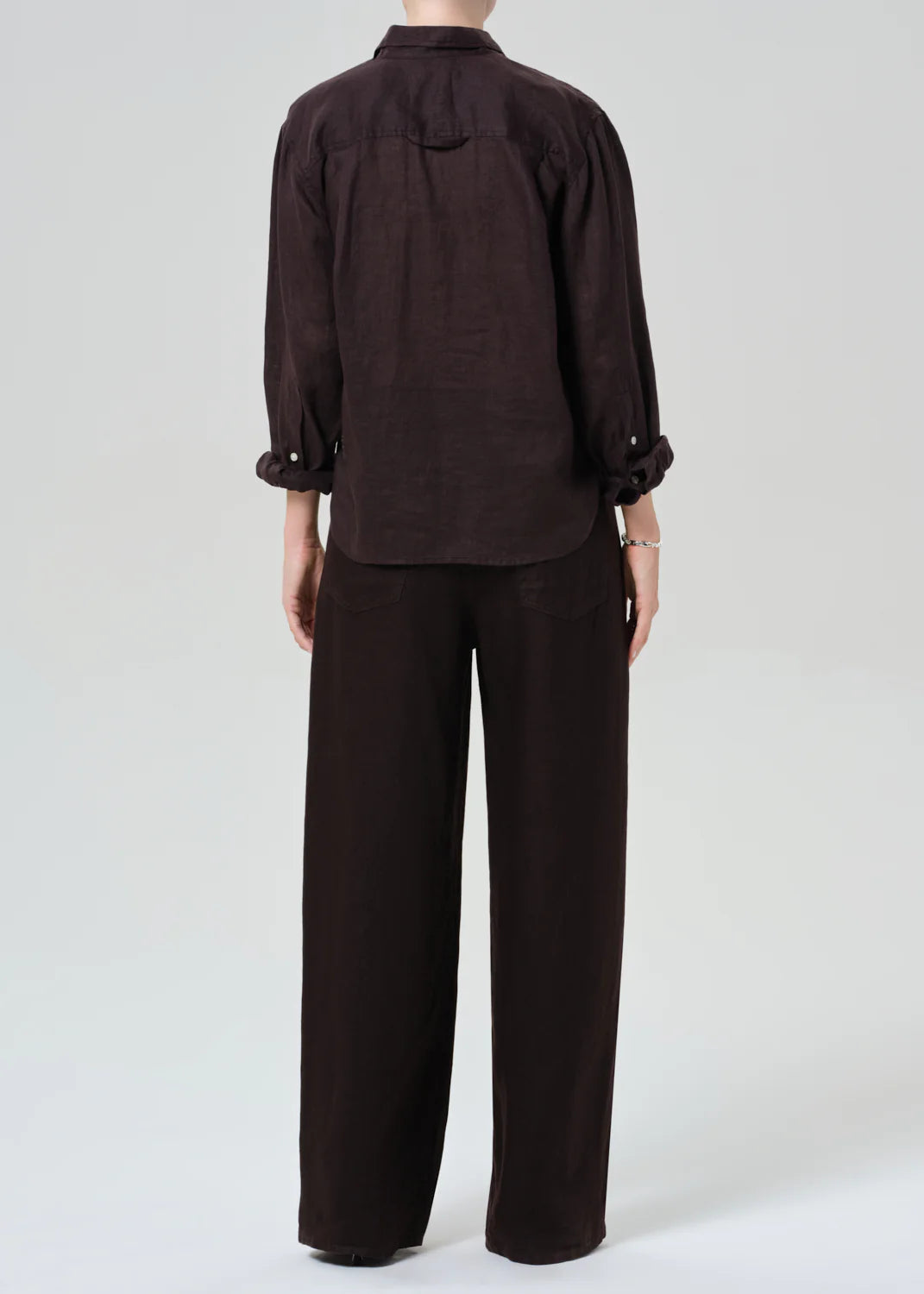 Brynn Drawstring Linen Trouser In Chocolate