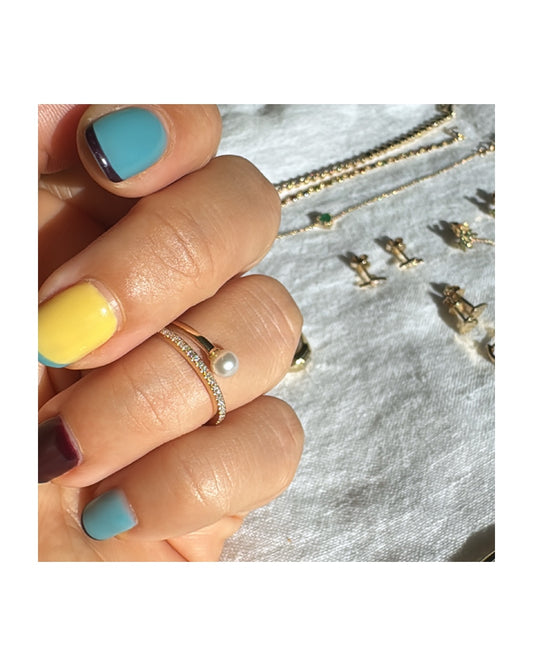 Pearl and Diamond Wrap Ring