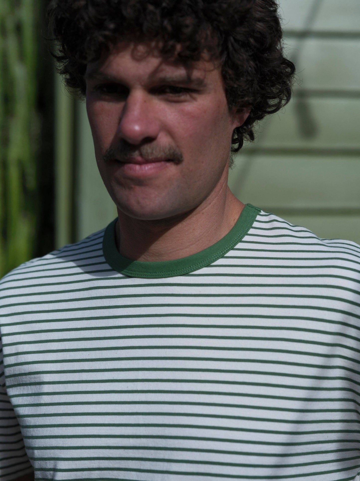 Striped Heavy Tee: Natural / Green