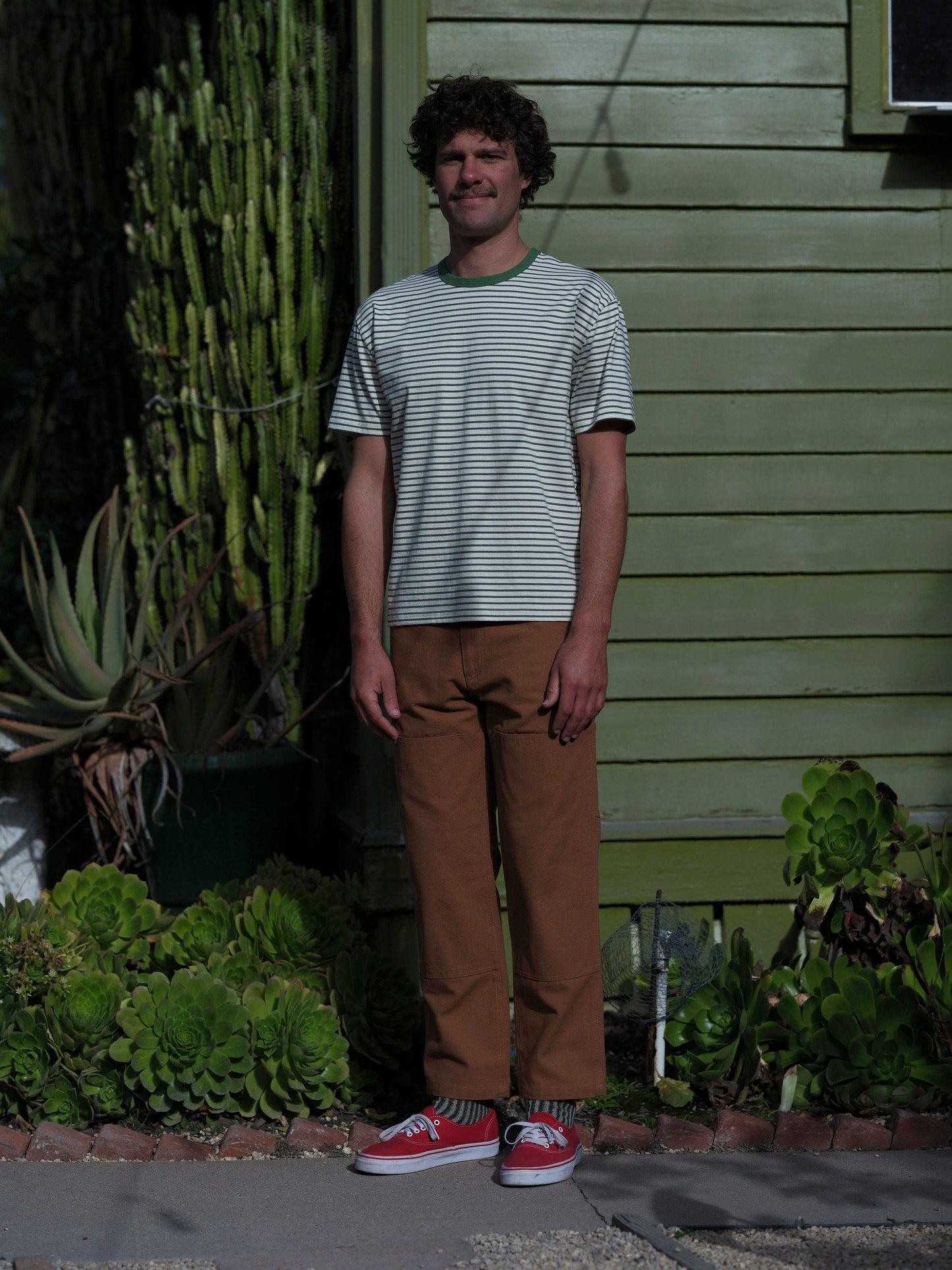 Striped Heavy Tee: Natural / Green