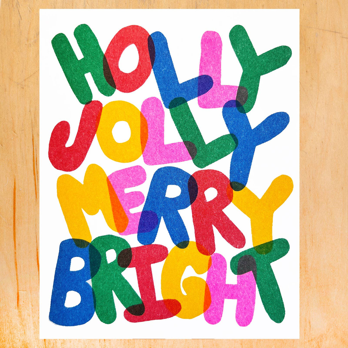 Alphabet Studios - HOLLY JOLLY MERRY BRIGHT RISO GREETING CARD