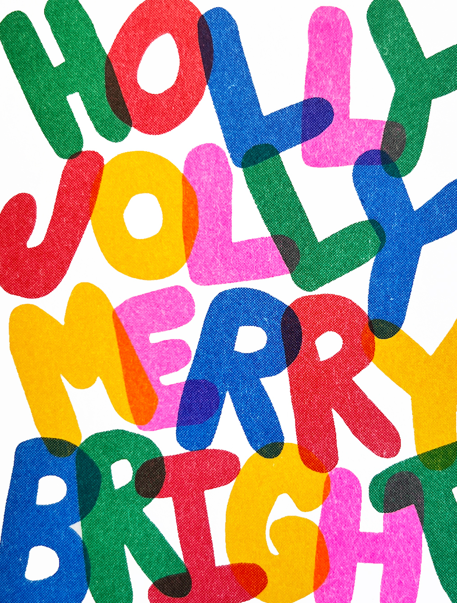 Alphabet Studios - HOLLY JOLLY MERRY BRIGHT RISO GREETING CARD