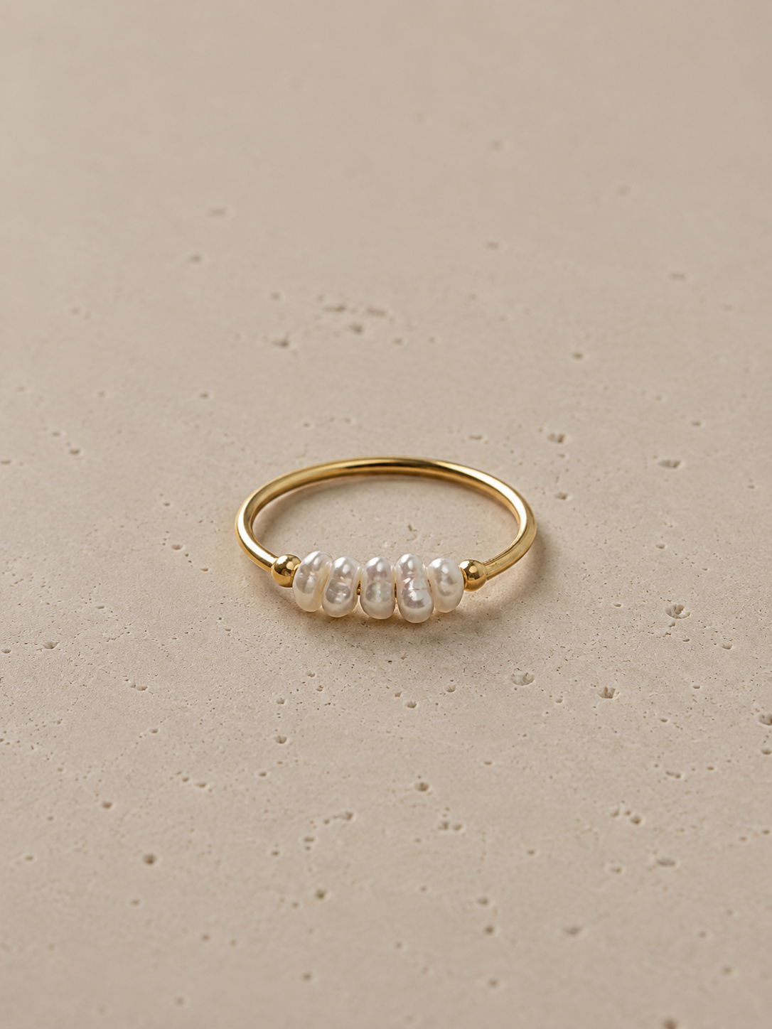 Boem Collection - Dainty Pearl Ring | Gold Freshwater Pearl Stacking Ring