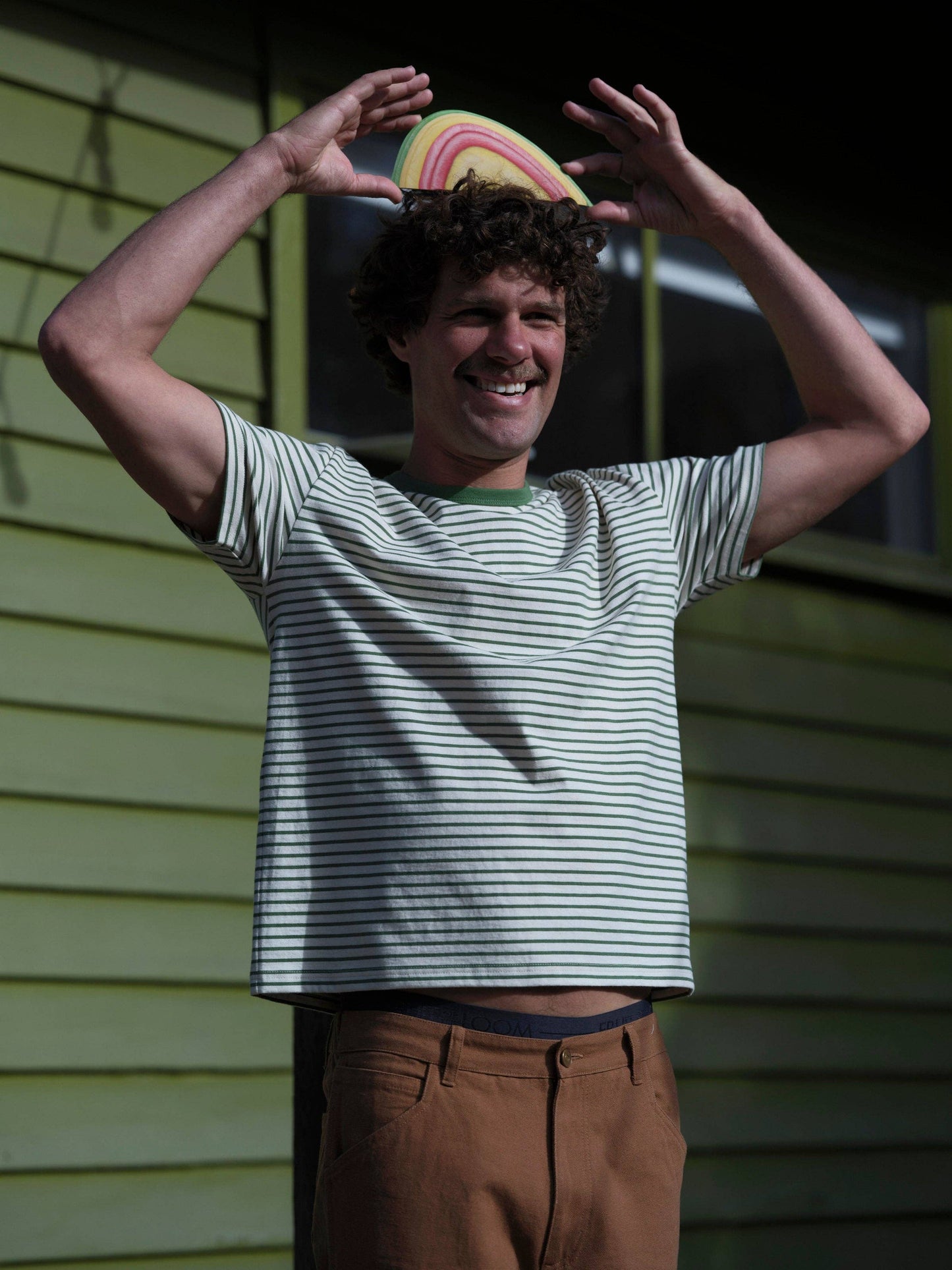 Striped Heavy Tee: Natural / Green