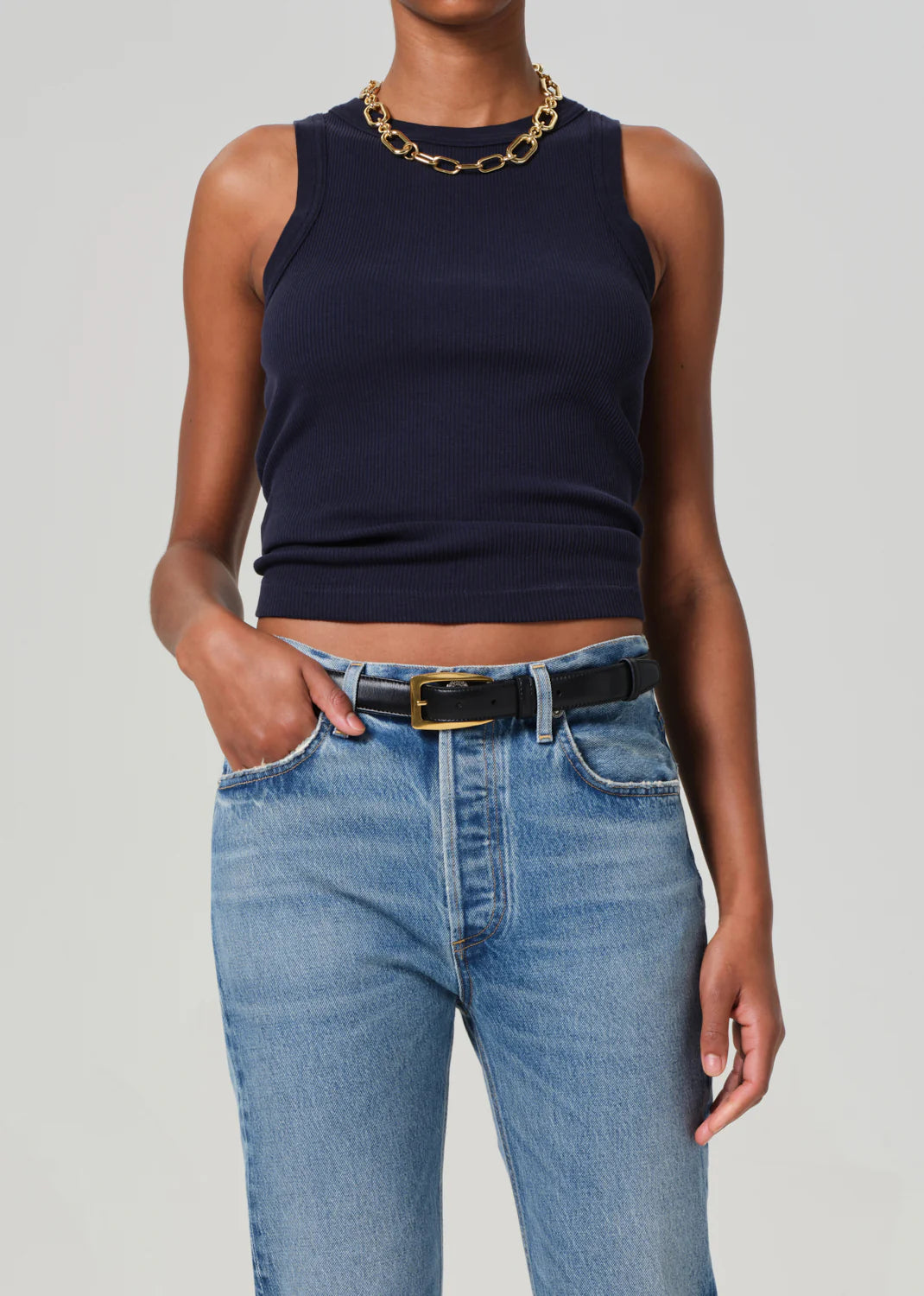 Isabel Rib Tank | Navy