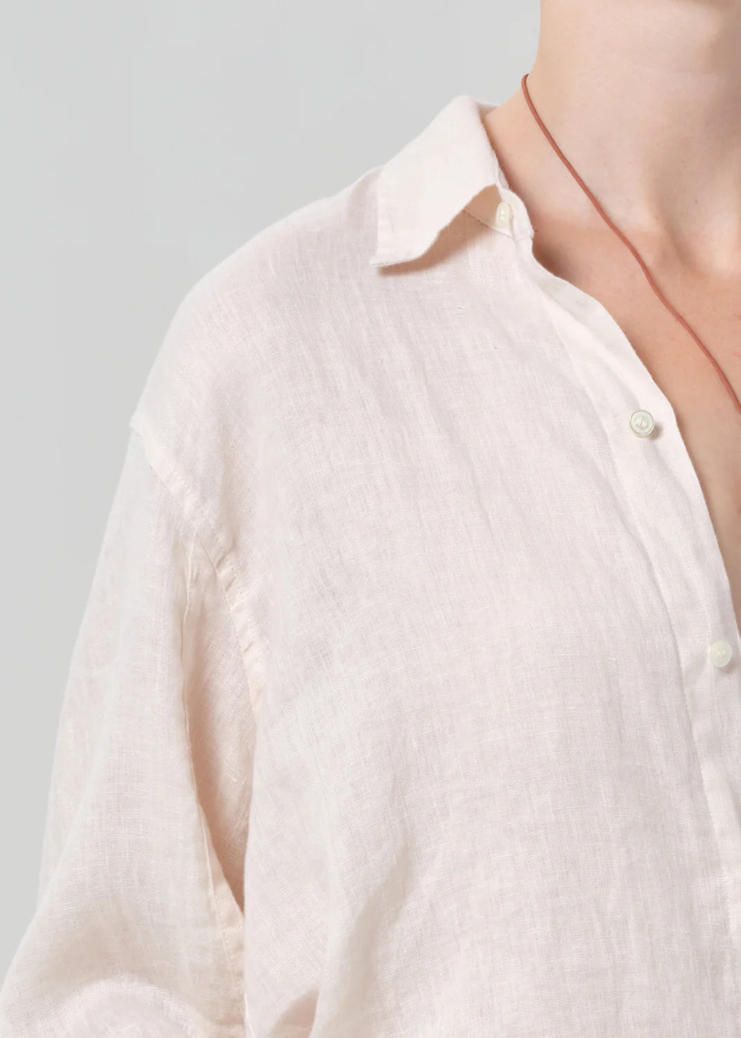 Kayla Shrunken Linen Shirt | Pale Stone