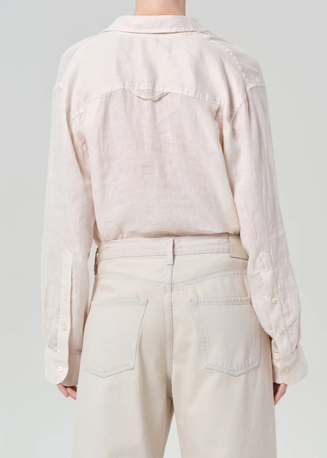 Kayla Shrunken Linen Shirt | Pale Stone