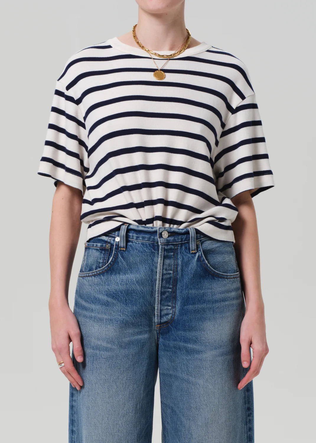 Goldie Tee | Azure Stripe