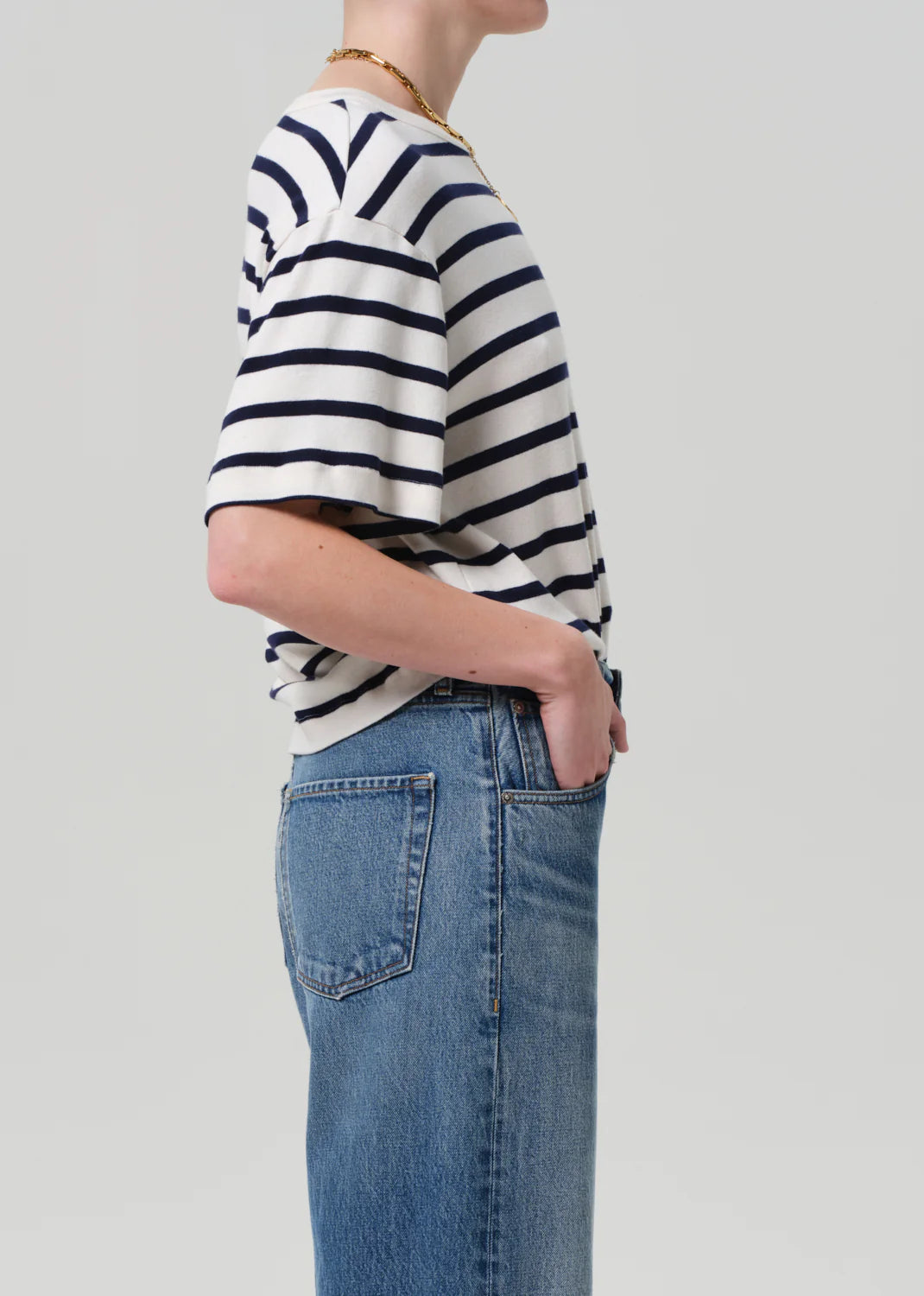 Goldie Tee | Azure Stripe