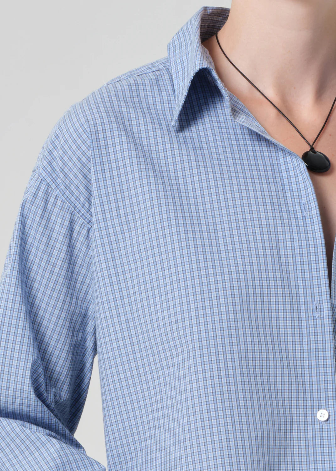 Ana Cropped Shirt In Banker Blue Plaid