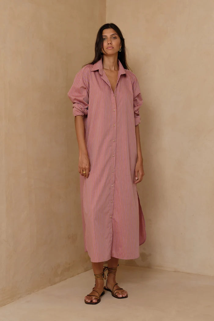 Sunset Shirt Dress Sunset Stripe