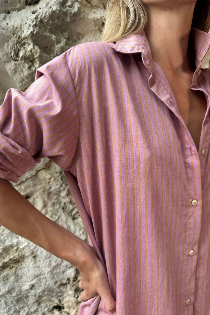Sunset Shirt Dress Sunset Stripe