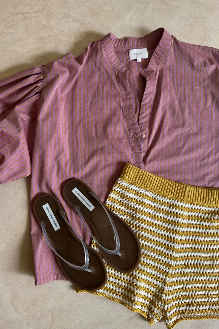 Charm Stripe Knit Shorts | Sunshine Yellow