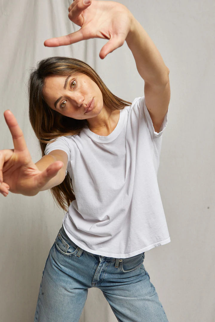 harley cotton boxy crewneck tee | White