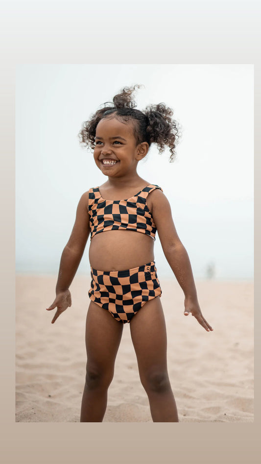 WAVY CHECKS TWO PIECE SWIMSUIT