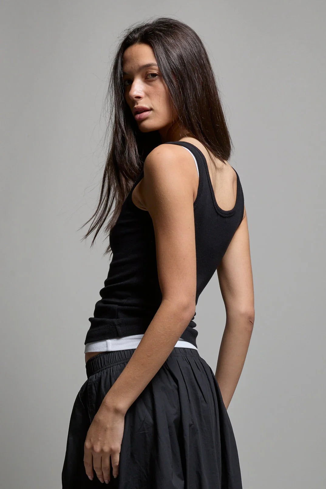 MILA RIB TANK | TRUE BLACK