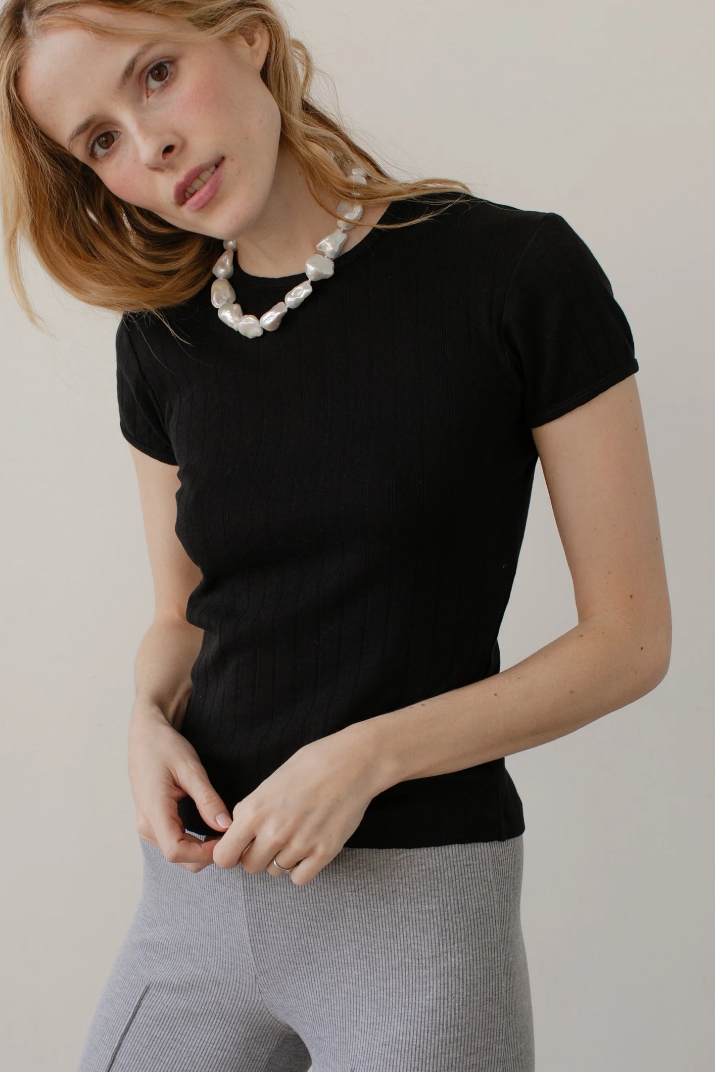 The Pointelle Baby Tee | Jet