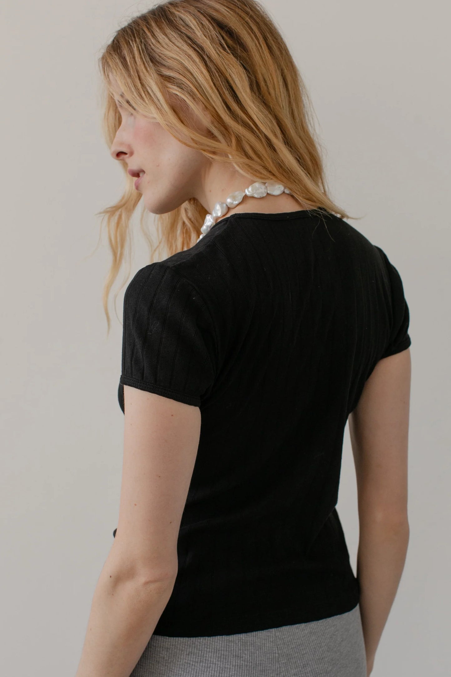 The Pointelle Baby Tee | Jet
