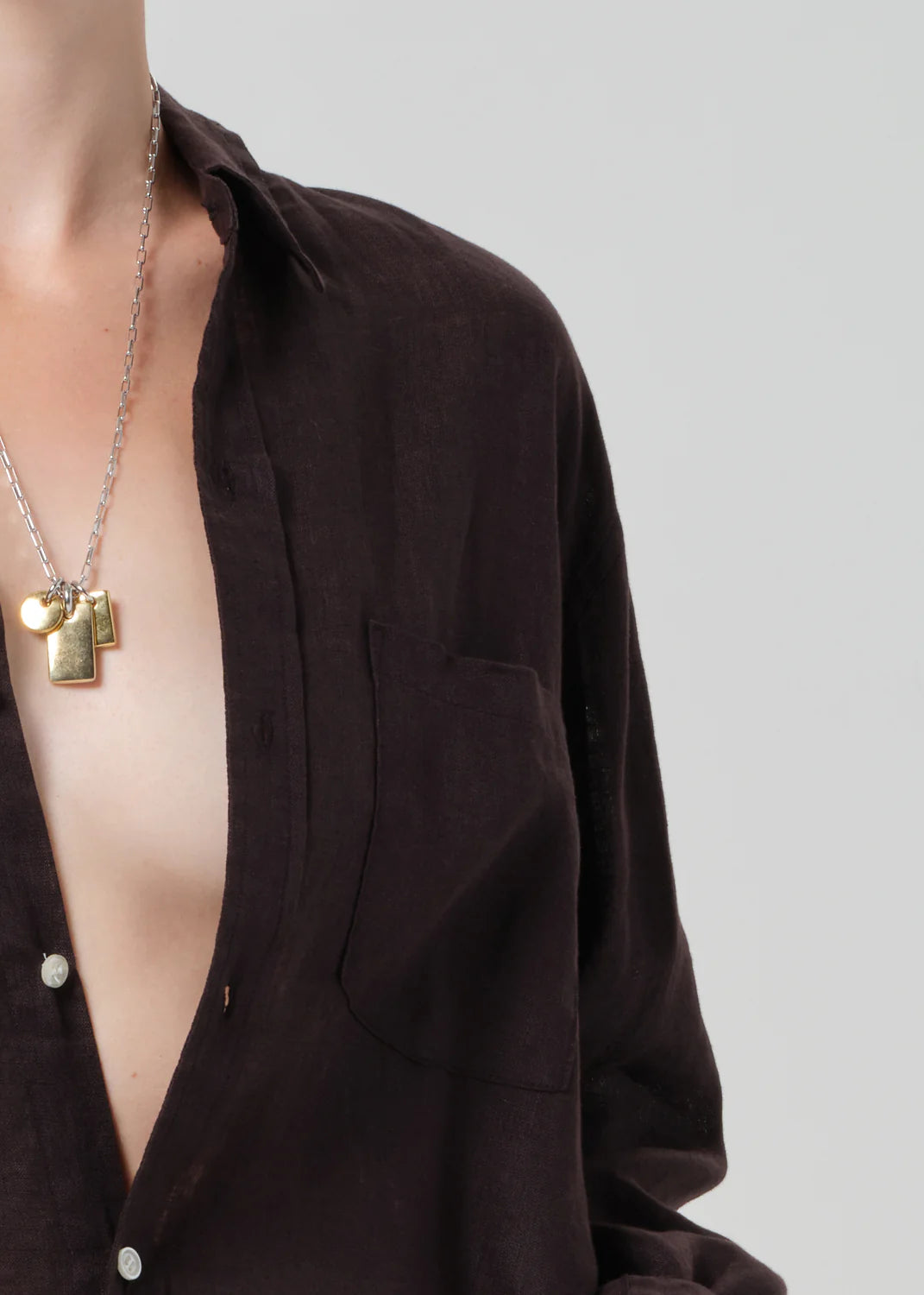 Kayla Shrunken Linen Shirt | Chocolate