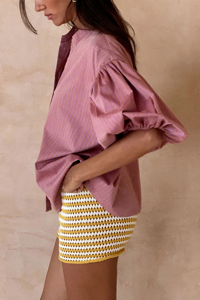 Charm Stripe Knit Shorts | Sunshine Yellow