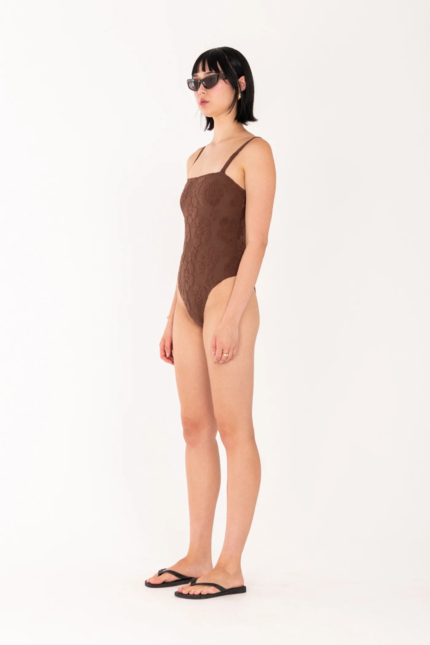 The Happy Hibiscus Towelling One Piece | Brown