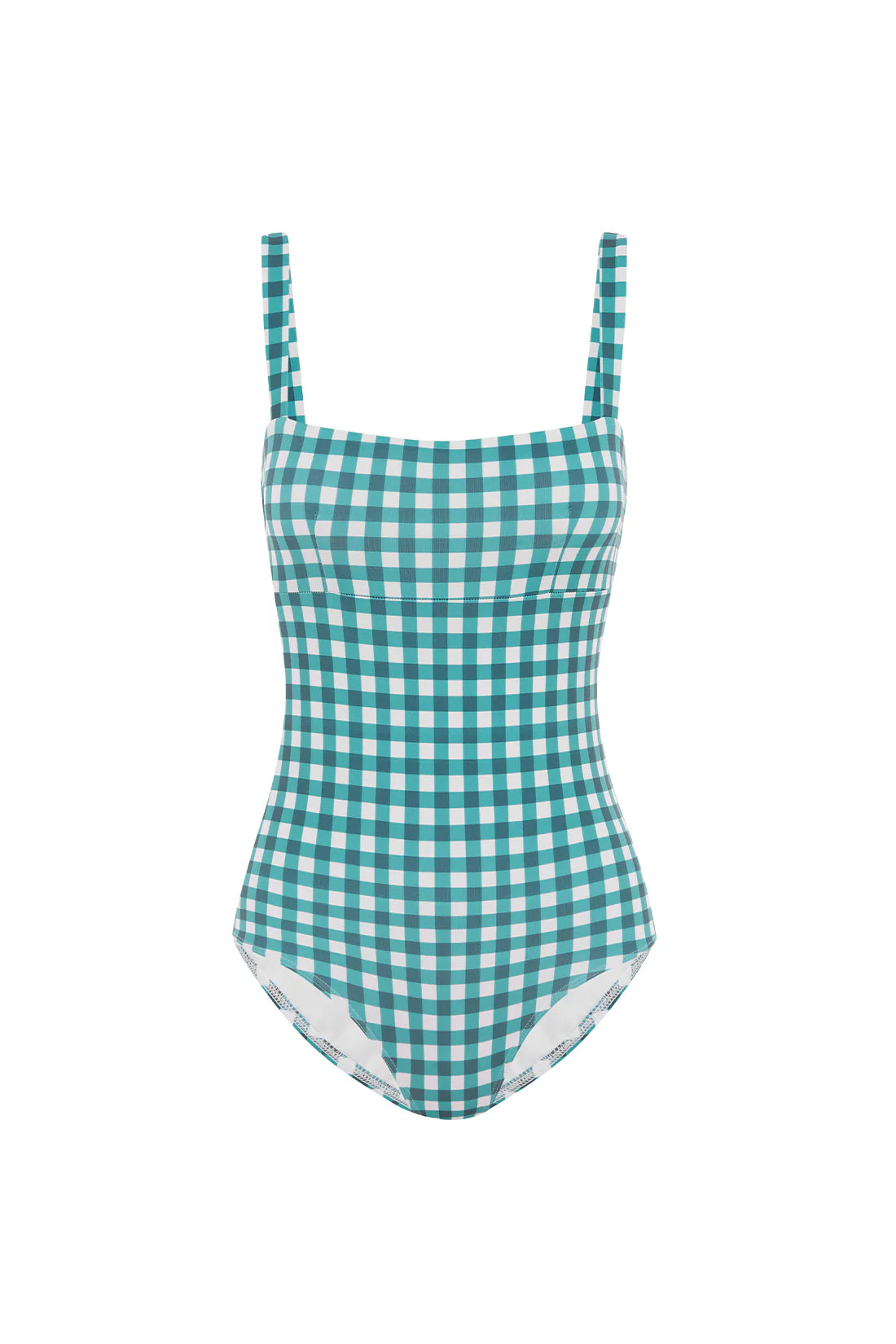 GINGHAM BANDEAU ONE PIECE Forest Green