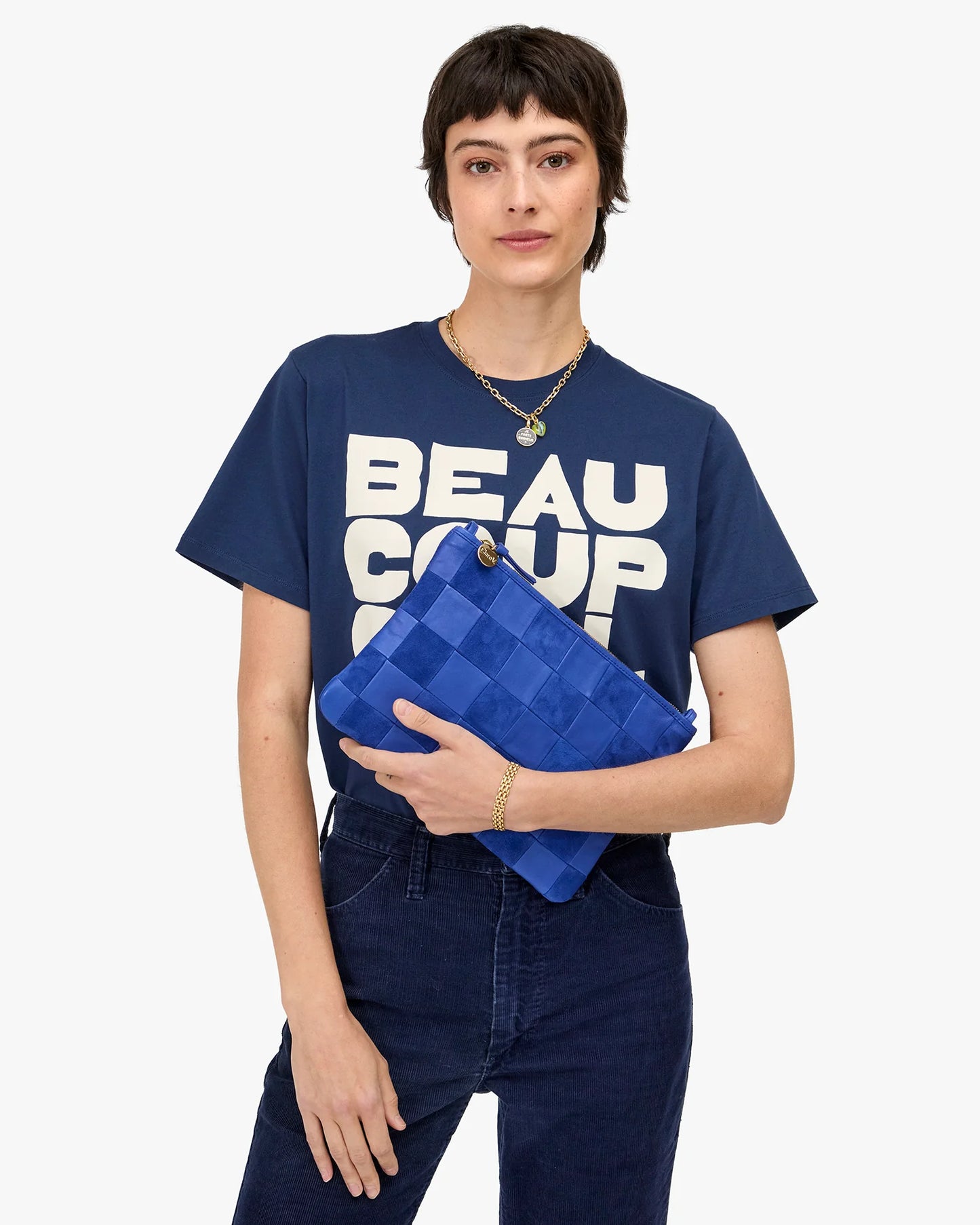 Flat Clutch w/ Tabs Lagoon Oversized Checker