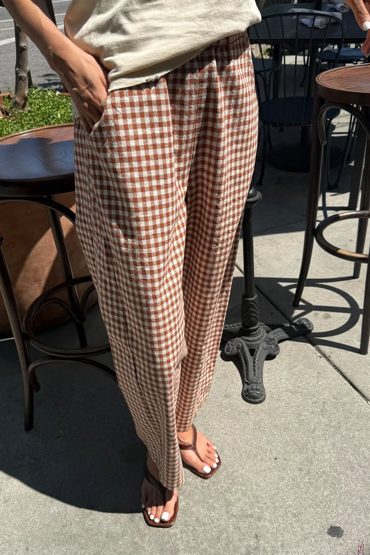 GINGHAM ARC PANTS - CINNAMON GINGHAM
