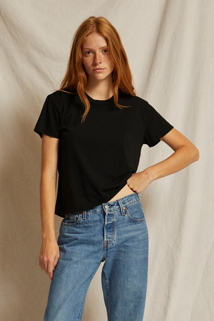 harley cotton boxy crewneck tee | True Black