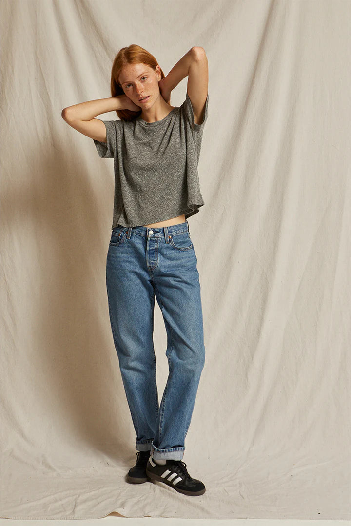 harley cotton boxy crewneck tee | Heather Grey