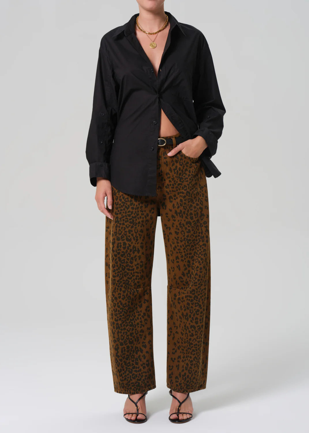 Miro Long Relaxed Jean In Sepia Cheetah