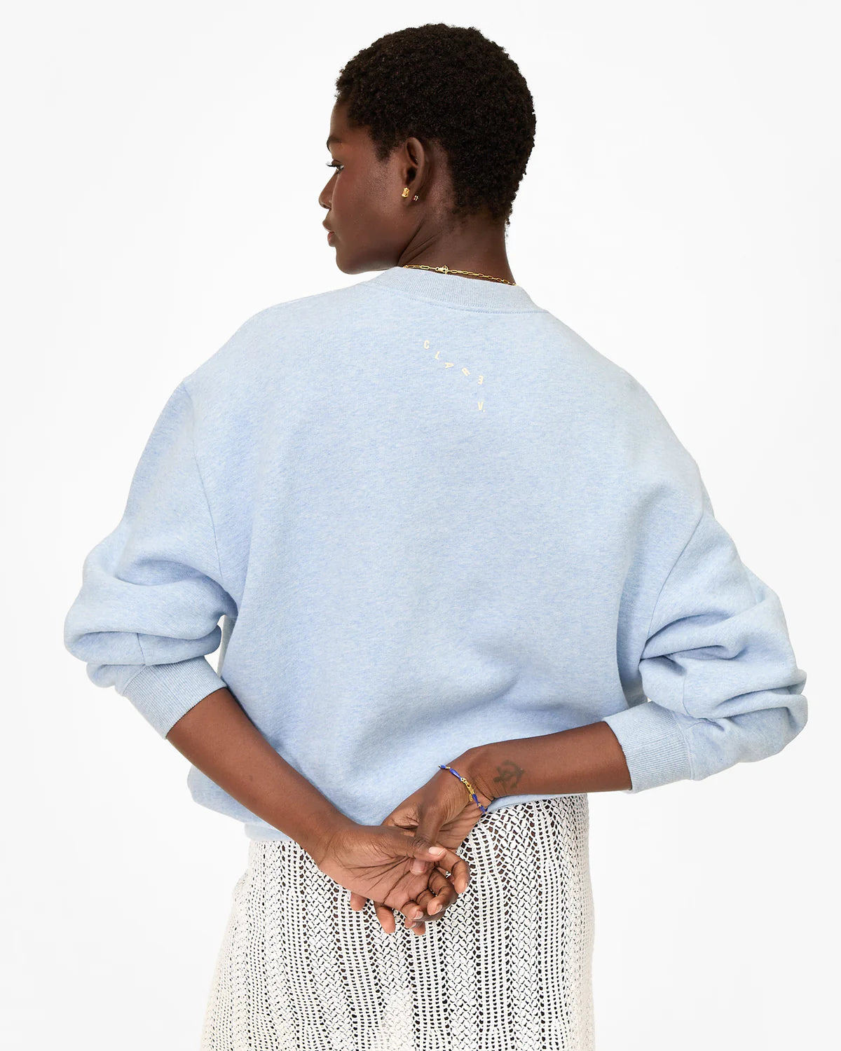 Oversized Sweatshirt | Heather Blue Embroidered Liberez Les Sardines
