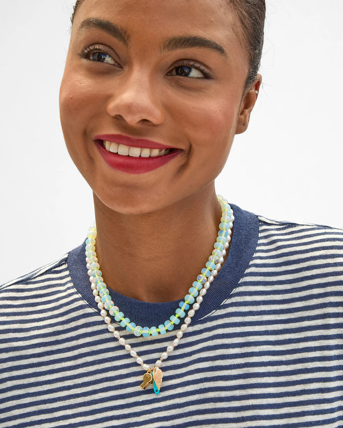 Stone Slice Necklace | Moonstone Multi