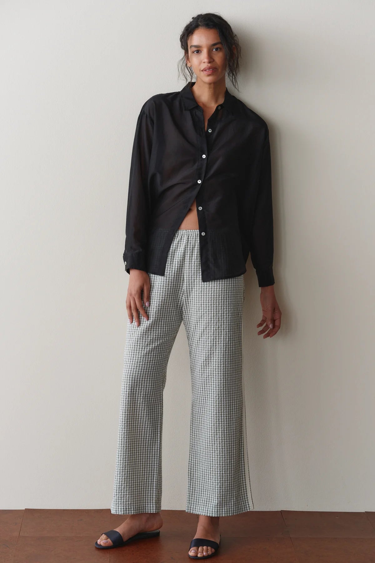 The Cotton Gingham Stripe Crop Pant | Dill