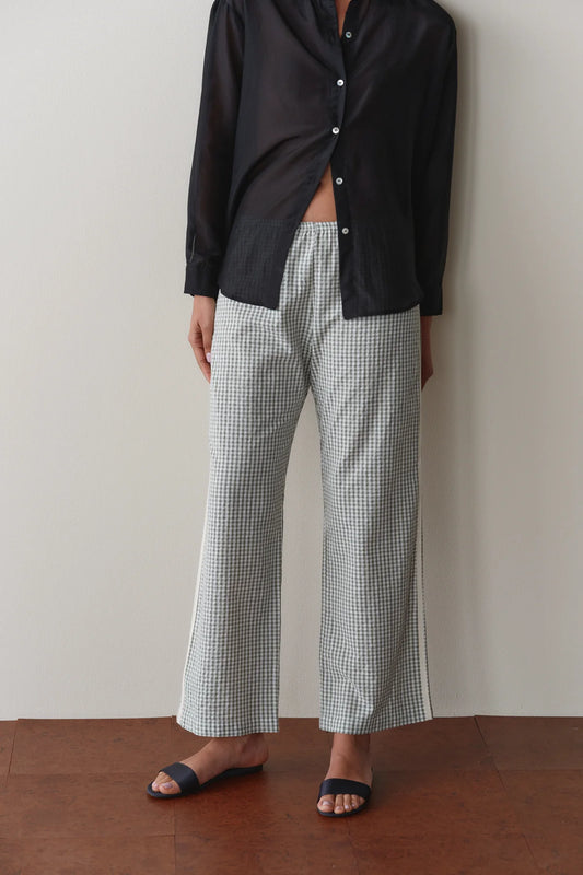 The Cotton Gingham Stripe Crop Pant | Dill