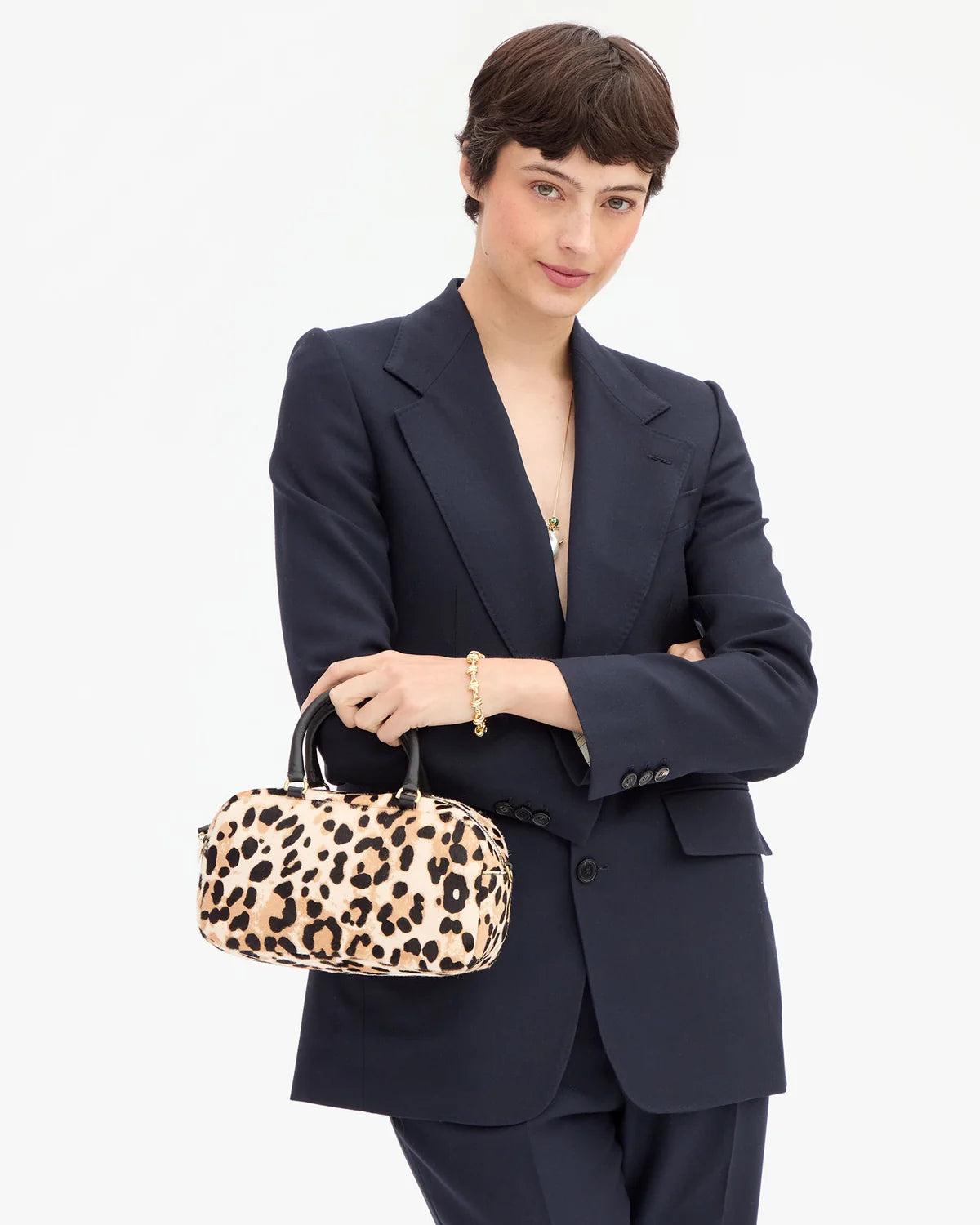 Petite Claudine | Snow Leopard Hair-On | Cream/Black