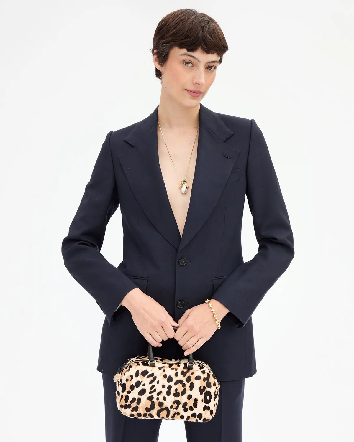 Petite Claudine | Snow Leopard Hair-On | Cream/Black