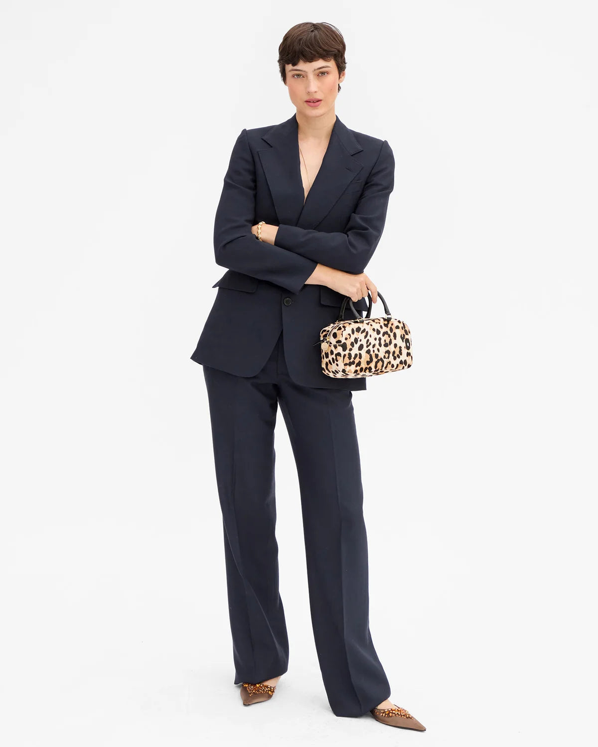 Petite Claudine | Snow Leopard Hair-On | Cream/Black