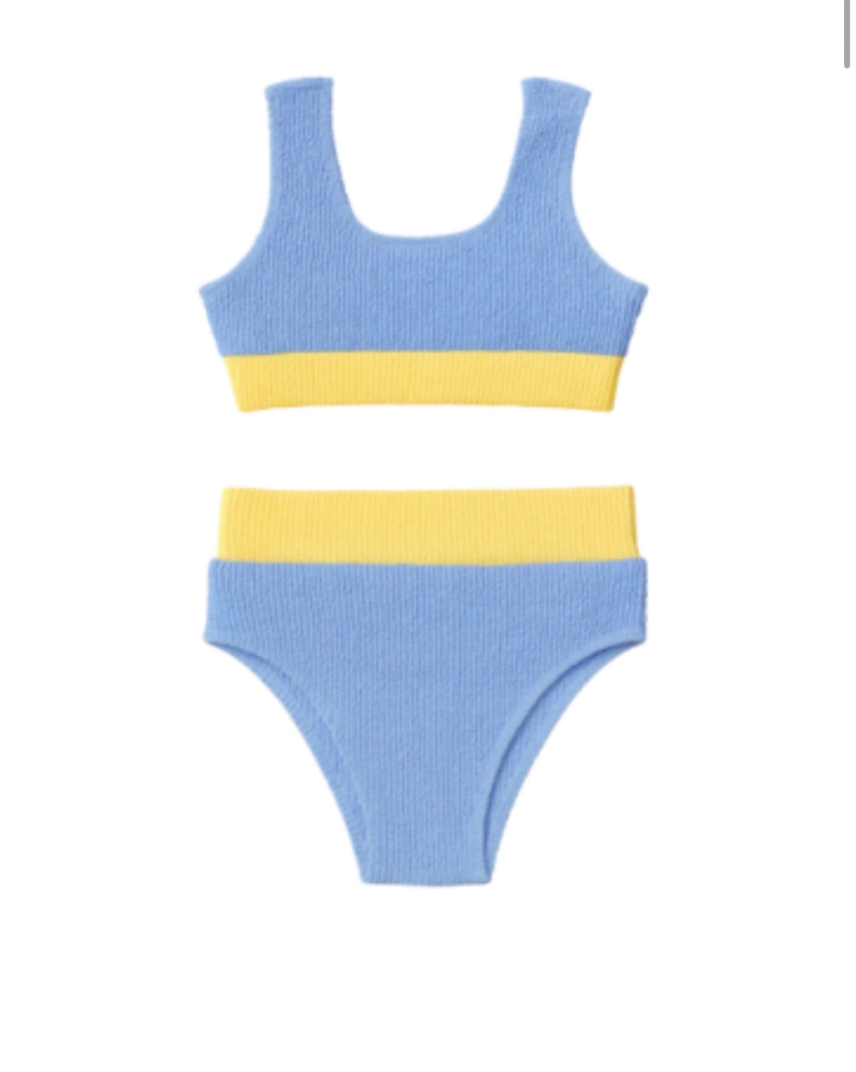 Crinkle Color Block Two Piece Swimsuit | Blue & Yellow