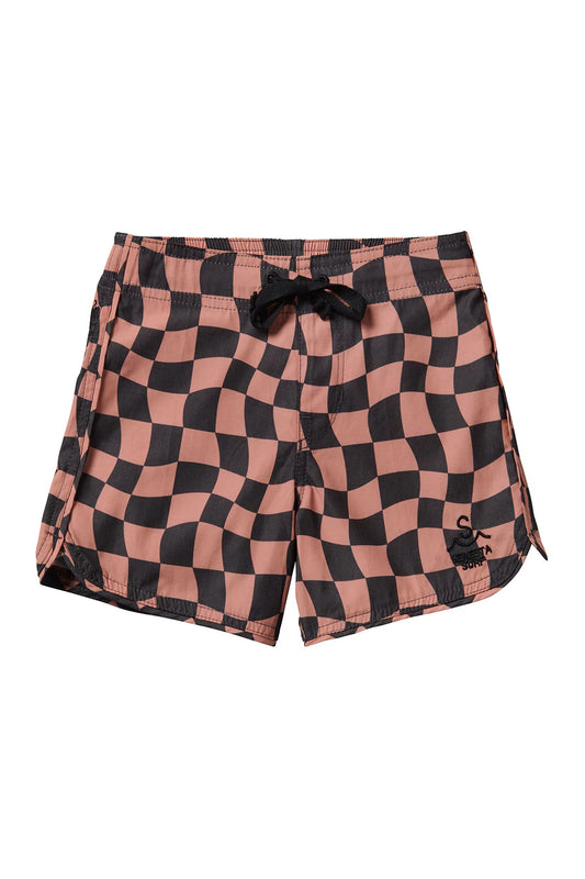 SEAESTA SCALLOP RETRO FLARE BOARDSHORT / WAVY CHECKS / COCOA / BOARDSHORTS