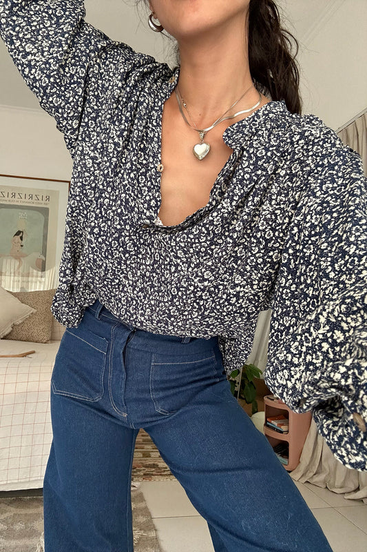 NEWPORT TOP - HAMPSTEAD FLORAL NAVY/IVORY