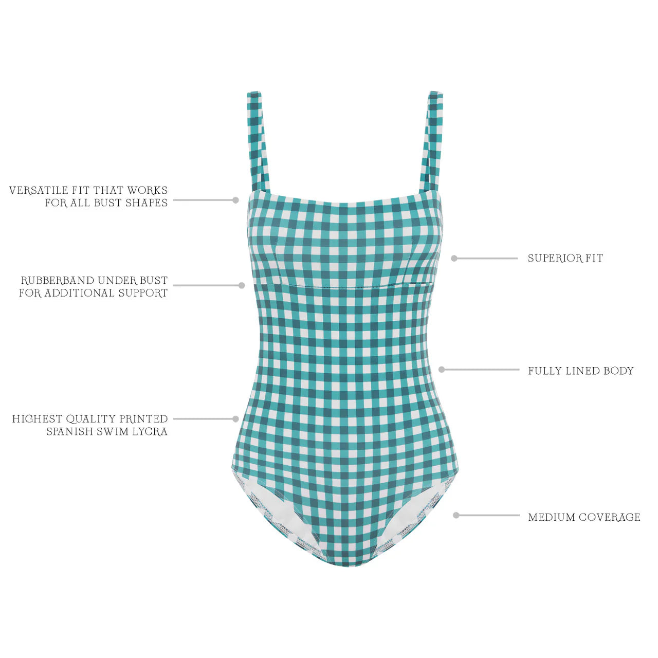 GINGHAM BANDEAU ONE PIECE Forest Green