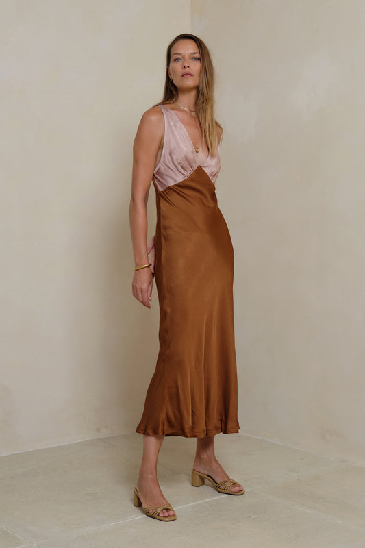 ZANITA DRESS - PATCHWORK Rust/ROSE