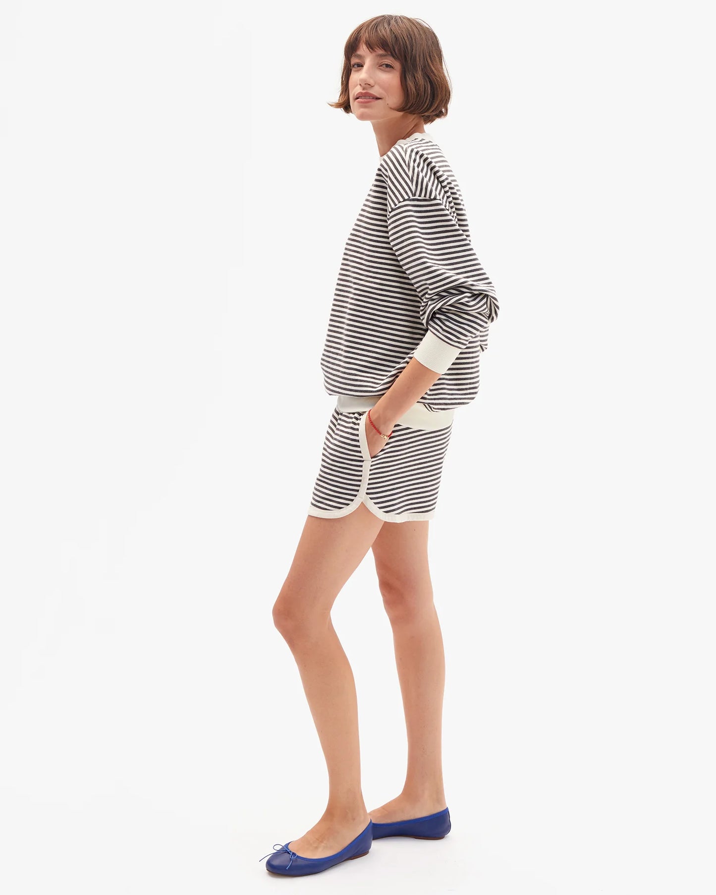 Le Jogging Short | Black/Cream Stripes