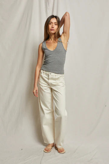 Maria rib v-neck tank | Dark Heather Grey