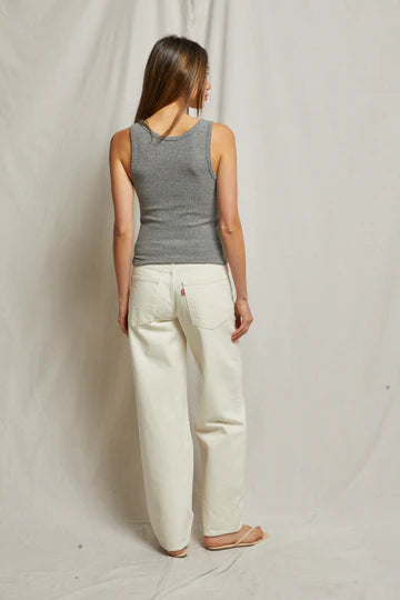 Maria rib v-neck tank | Dark Heather Grey