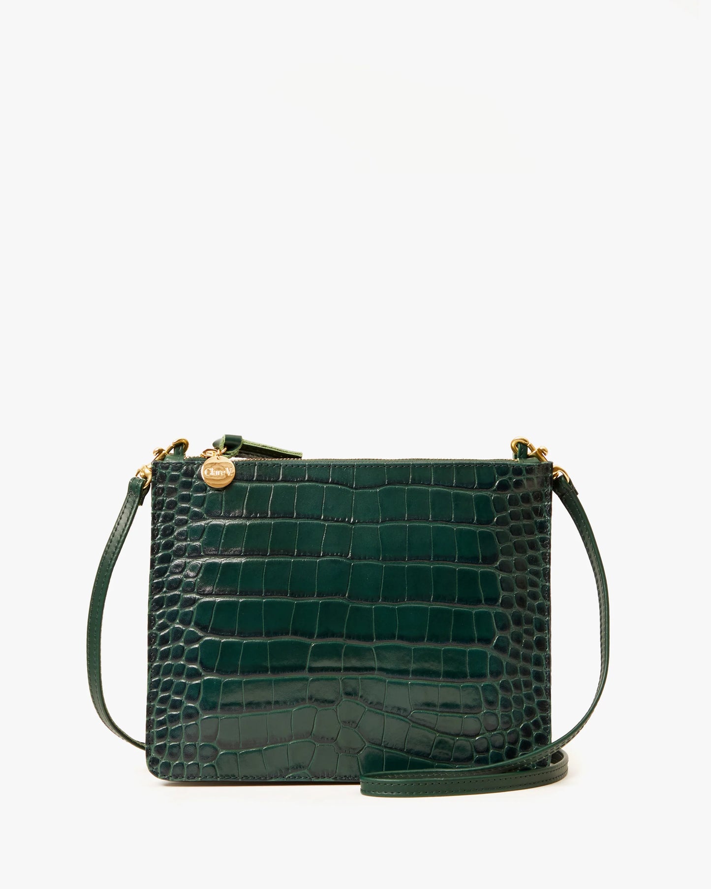 Margot Double Sac Bretelle | Deep Pine Embossed Croco