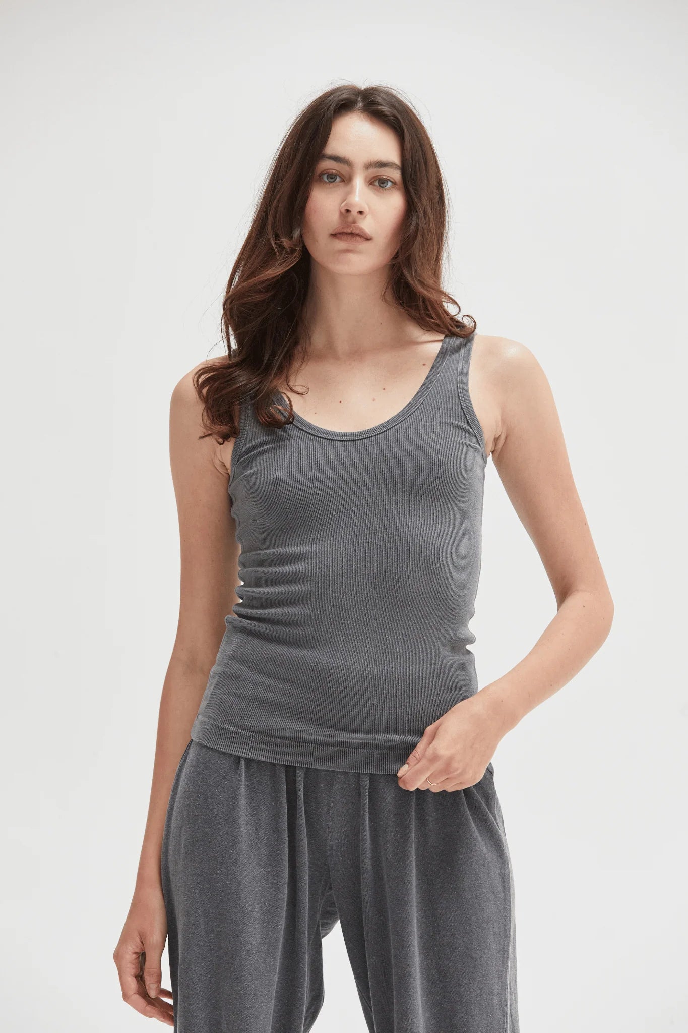 Mila Rib Tank  | Vintage Black