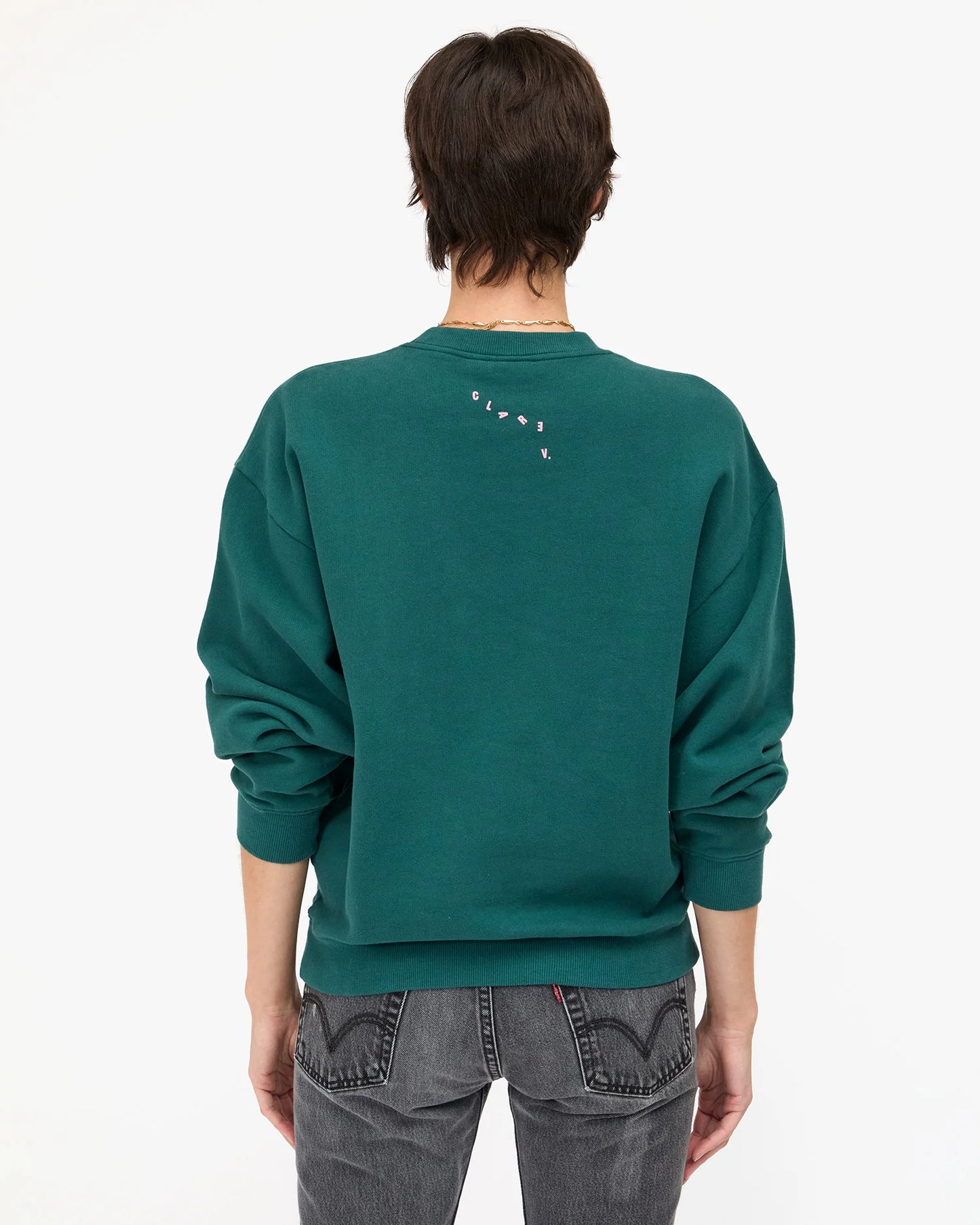 Oversized Sweatshirt Deep Pine w/ Petal Grand Block Ciao