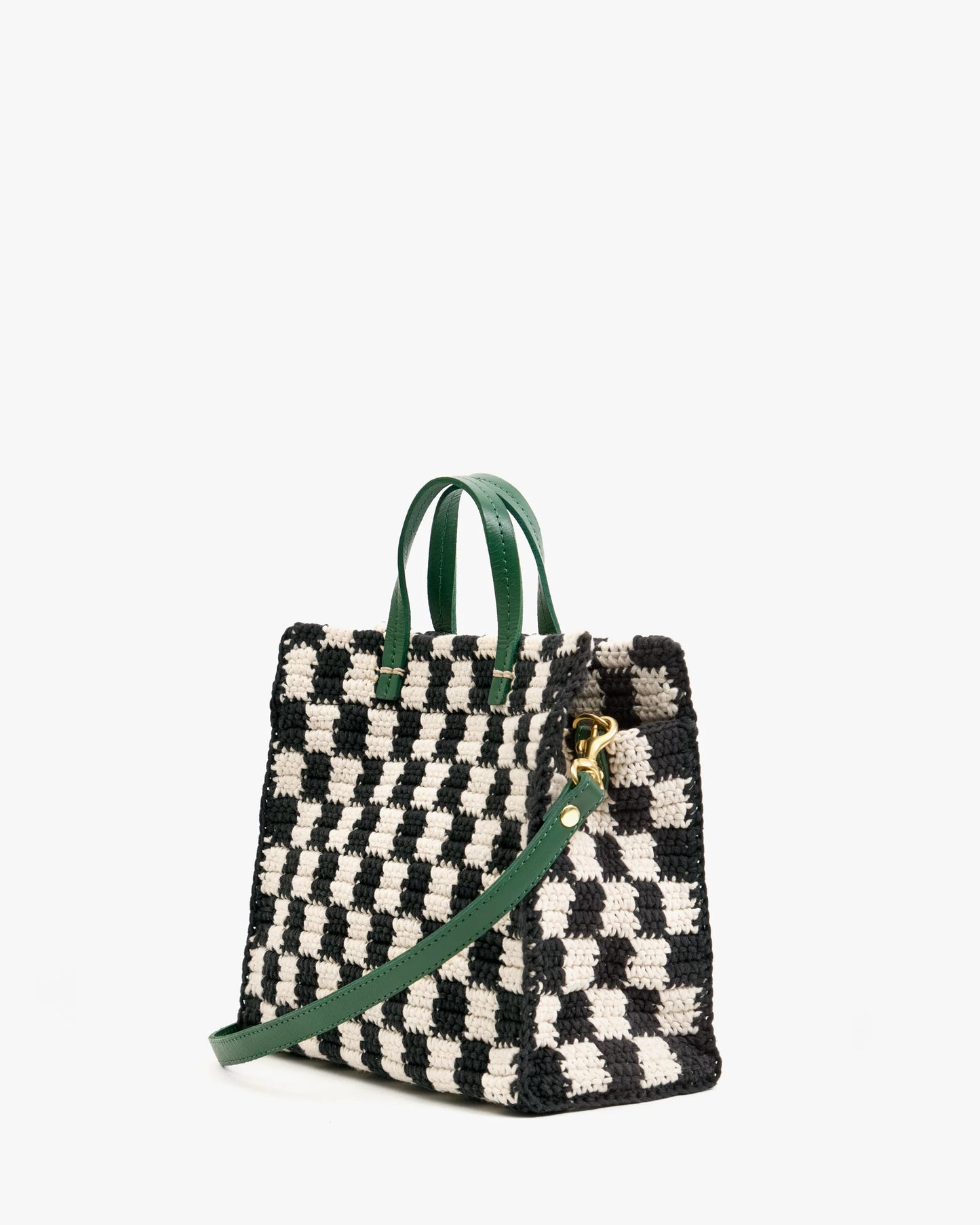 Petit Summer Simple Tote Black & Cream Crochet Mini Checker
